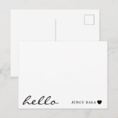 Minimal Hello Modern Heart Design ポストカード (正面/裏面)