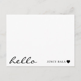 Minimal Hello Modern Heart Design ポストカード