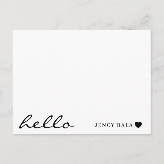 Minimal Hello Modern Heart Design ポストカード (正面)