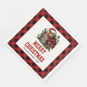 Minimal highland cow red black plaid napkins (コーナー)