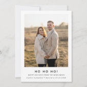 Minimal Ho Ho Ho Christmas Newlywed Photo  シーズンカード (正面)
