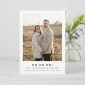 Minimal Ho Ho Ho Christmas Newlywed Photo  シーズンカード (スタンド正面)
