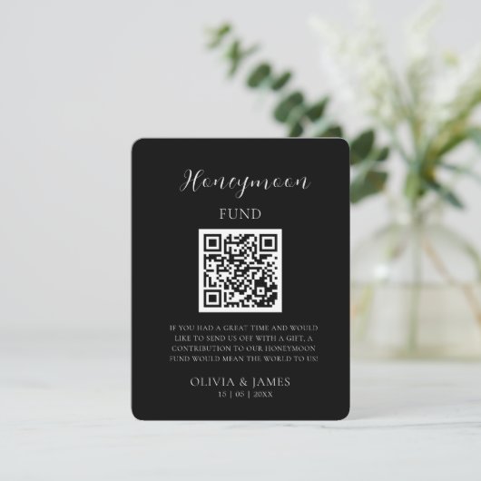 Minimal Honeymoon Fund Request QR Code Card エンクロージャーカード (スタンド正面)