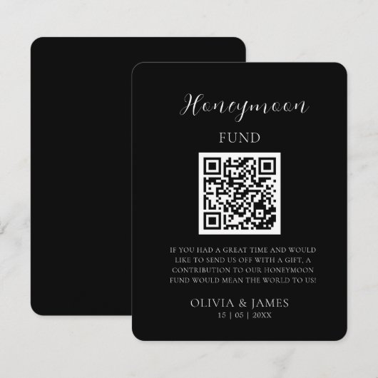 Minimal Honeymoon Fund Request QR Code Card エンクロージャーカード (正面/裏面)