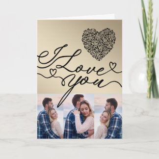 Minimal I Love You  Rose Heart Photo カード