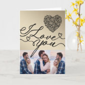 Minimal I Love You  Rose Heart Photo カード (黄色い花)