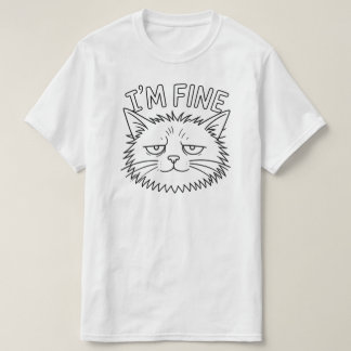 Minimal I’m Fine Cat Mood Design Tシャツ