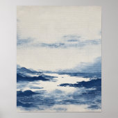 Minimal Indigo Abstract Landscape Wall Art ポスター (正面)