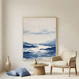 Minimal Indigo Abstract Landscape Wall Art ポスター