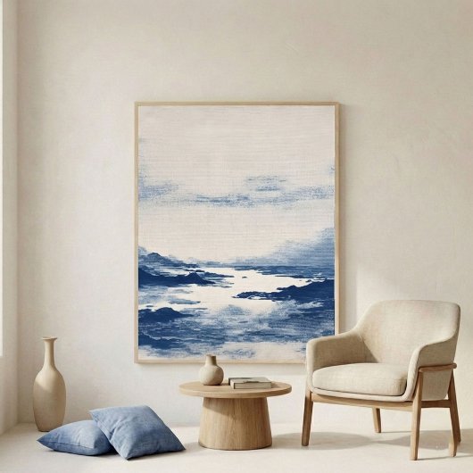 Minimal Indigo Abstract Landscape Wall Art ポスター