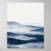 Minimal Indigo Layered Landscape Art ポスター (正面)