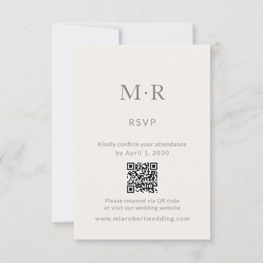 Minimal Intimate Wedding RSVP Card with QR Code (正面)