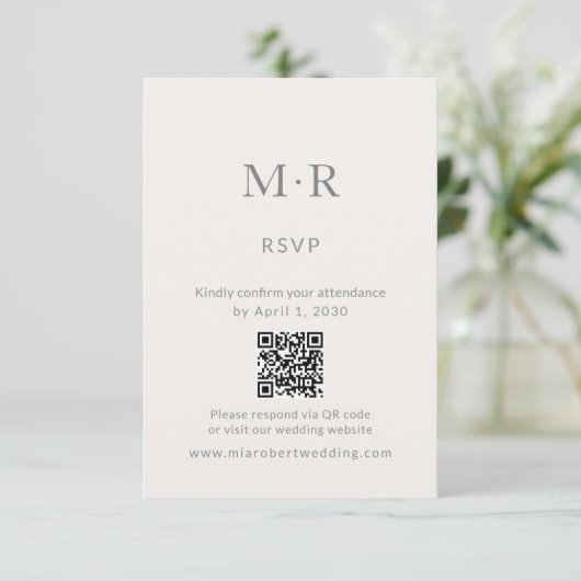 Minimal Intimate Wedding RSVP Card with QR Code (スタンド正面)