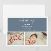 Minimal Introducing Photo Baby Announcement Card 招待状 (正面/裏面)