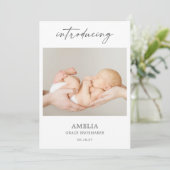 Minimal Introducing Photo Baby Announcement Card 招待状 (スタンド正面)