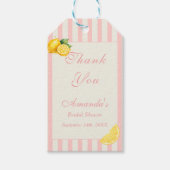 Minimal Italian Peachy Stripe Lemons bridal Shower ギフトタグ (正面)