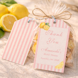 Minimal Italian Peachy Stripe Lemons bridal Shower ギフトタグ