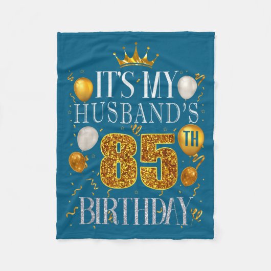 Minimal It's Husband's 85th Birthday Happy フリースブランケット (正面)