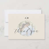 Minimal Ivory Photo Wedding サンキューカード (正面)