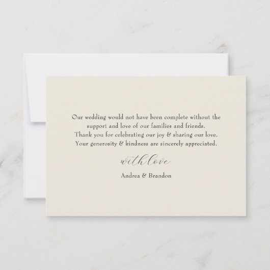 Minimal Ivory Photo Wedding サンキューカード (裏面)