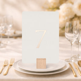 Minimal Ivory Wedding Table Number with Real Gold 箔シーズンカード
