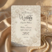 Minimal Ivory White Formal Typography Wedding 招待状