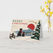 Minimal Japanese Christmas with Mount Fuji カード (黄色い花)