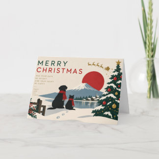 Minimal Japanese Christmas with Mount Fuji カード