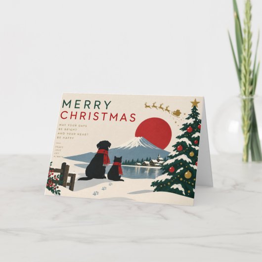 Minimal Japanese Christmas with Mount Fuji カード (正面)