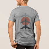Minimal Japanese Fish Hawk Ukiyo-e Style Gray トライブレンドＴシャツ (裏面)