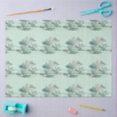 Minimal Japanese Landscape Trees Soft Green Water 薄葉紙 (クラフト)