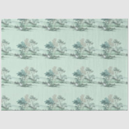 Minimal Japanese Landscape Trees Soft Green Water 薄葉紙