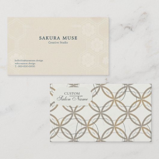 Minimal Japanese Pattern Design – Elegant Seigaiha 名刺 (正面/裏面)