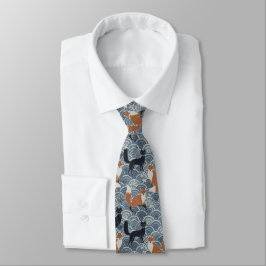 Minimal Japanese Pattern Necktie – Asanoha Wave ネクタイ