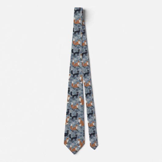Minimal Japanese Pattern Necktie – Asanoha Wave ネクタイ (正面)