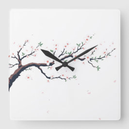 Minimal Japanese Tree Branch スクエア壁時計