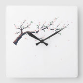 Minimal Japanese Tree Branch Wall Clock スクエア壁時計 (正面)