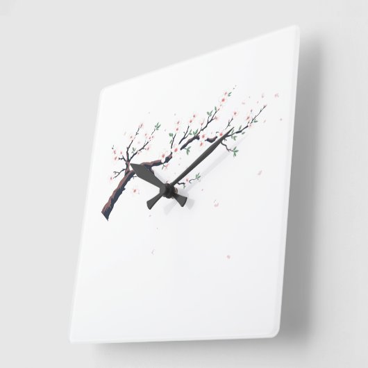 Minimal Japanese Tree Branch Wall Clock スクエア壁時計 (傾斜)
