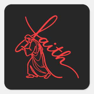 Minimal Jesus Carrying Cross of Faith Christian スクエアシール