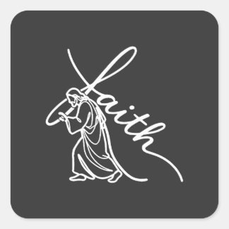 Minimal Jesus Carrying Cross of Faith Christian スクエアシール
