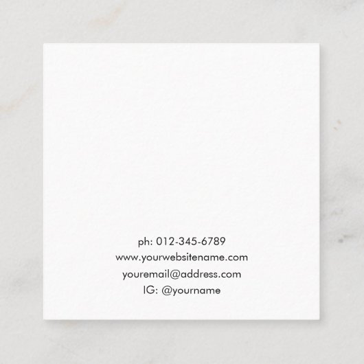 Minimal Jewelry Earring Display Business Card スクエア名刺 (裏面)