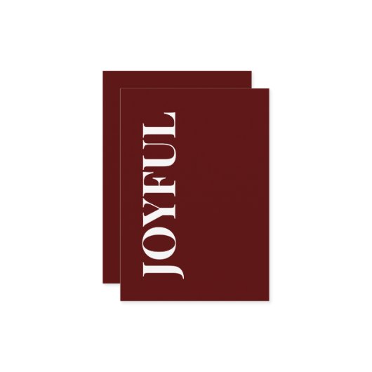 Minimal JOYFUL | Deep Red Holiday Greeting カード (正面/裏面インサイチュ)