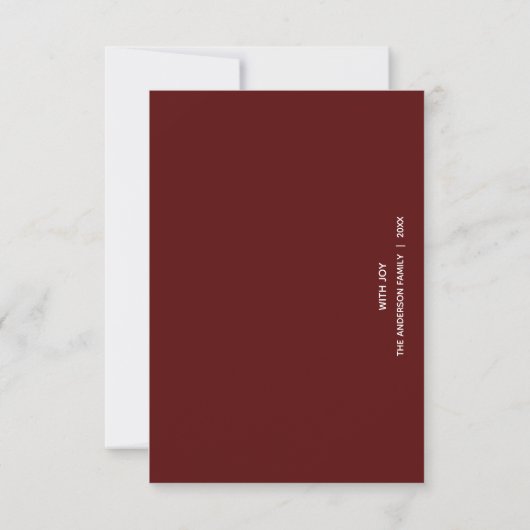 Minimal JOYFUL | Deep Red Holiday Greeting カード (裏面)