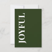 Minimal JOYFUL | Forest Green Holiday Greeting カード (正面)