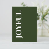 Minimal JOYFUL | Forest Green Holiday Greeting カード (スタンド正面)