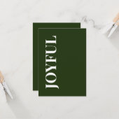 Minimal JOYFUL | Forest Green Holiday Greeting カード (正面/裏面インサイチュ)