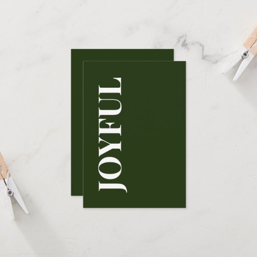 Minimal JOYFUL | Forest Green Holiday Greeting カード (正面/裏面インサイチュ)
