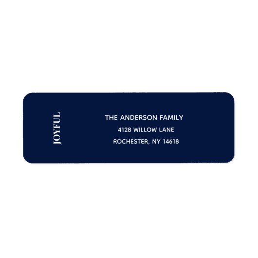 Minimal JOYFUL | Navy Blue Holiday Address Label ラベル (正面)