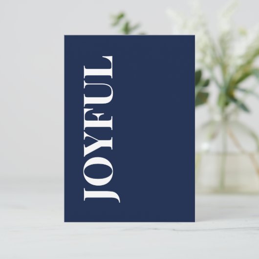 Minimal JOYFUL | Navy Blue Holiday Greeting カード (スタンド正面)