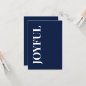 Minimal JOYFUL | Navy Blue Holiday Greeting カード (正面/裏面インサイチュ)